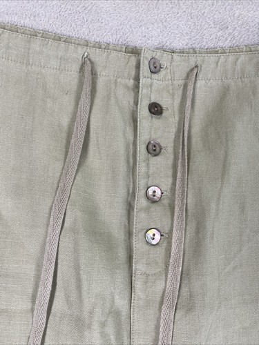 Eddie Bauer 100% Linen Maxi Skirt Women's 12 Beige Pockets Buttons Drawstring - Picture 6 of 13