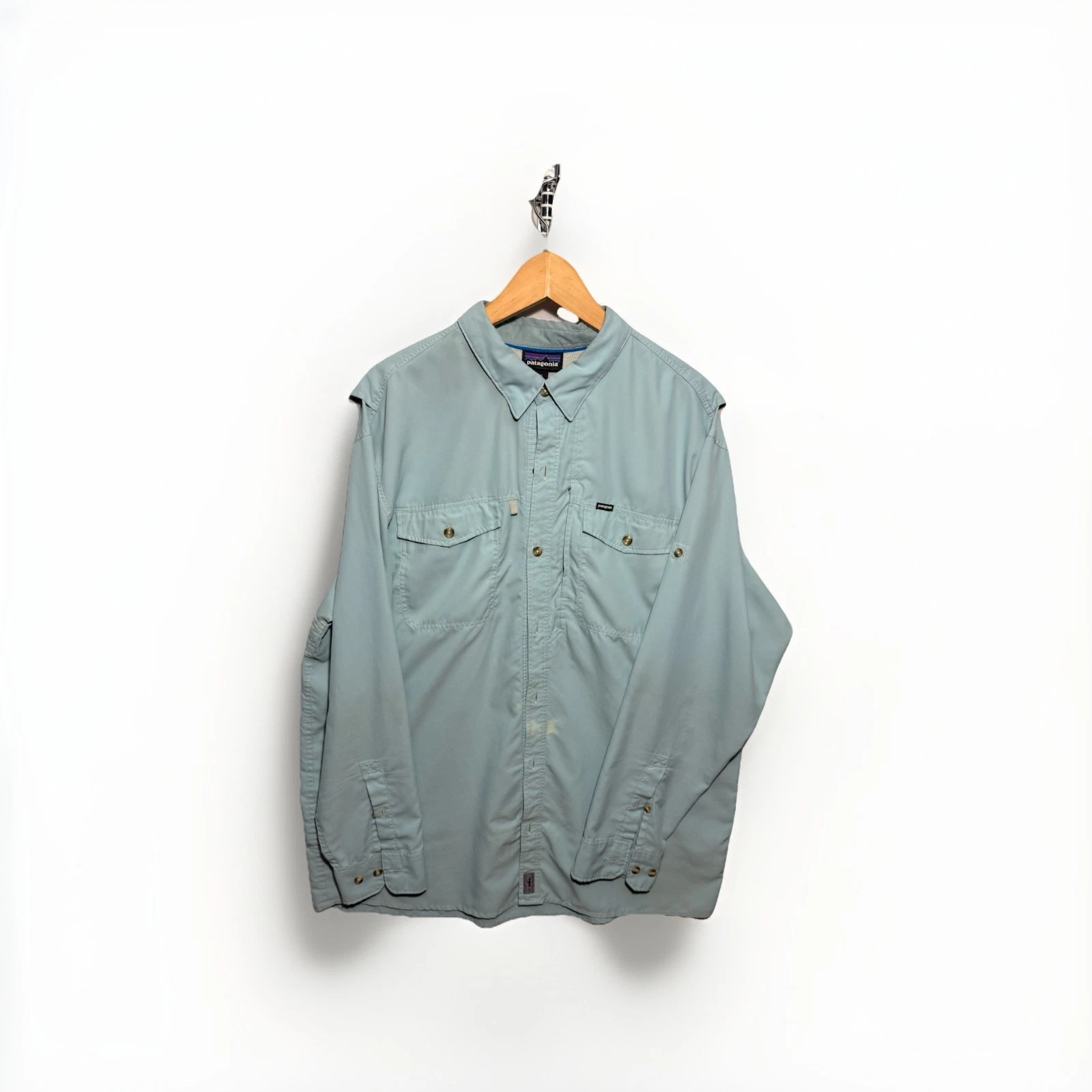 Patagonia Sol Patrol II Shirt Mens XL Blue Fishing Hiking Outdoor Vented