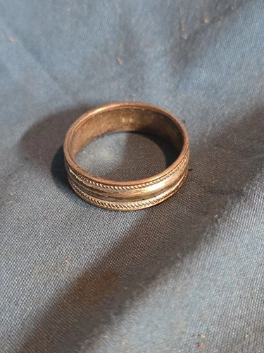 Mexico 925 Silver Band Ring Size 11 Vintage Textured Style