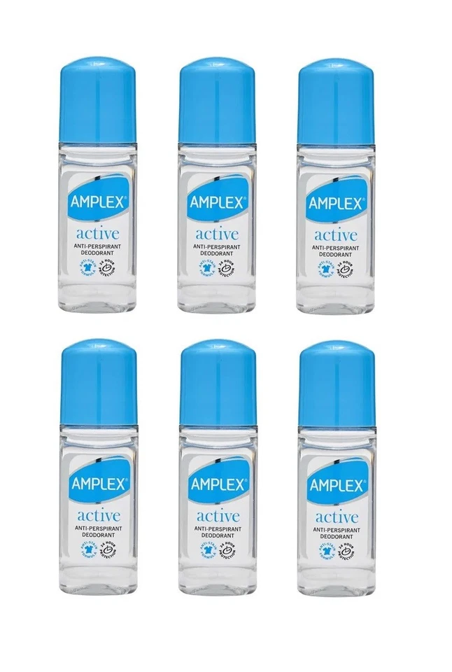 6 x Amplex Active Anti-Perspirant Deodorant Roll-On 50ml