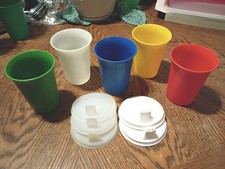 Vintage Tupperware 109 Bell Tumblers w/Sippy Lids 6 Oz