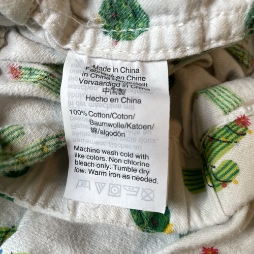 J. Crew Pigiama Pantalone Uomo Taglia Media Cactus Flanella Morbido Bianco Verde - Foto 8 di 8