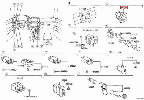 Genuine Toyota LandCruiser HDJ80 HDJ79 HDJ78 GRJ79 Front Rear Diff Lock Switch - Picture 11 of 20