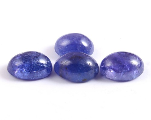 Oval Shape 34 Carat AA Grade Natural Tanzanite Loose Gemstone Cabochon 4 Pcs Lot - Picture 3 of 3