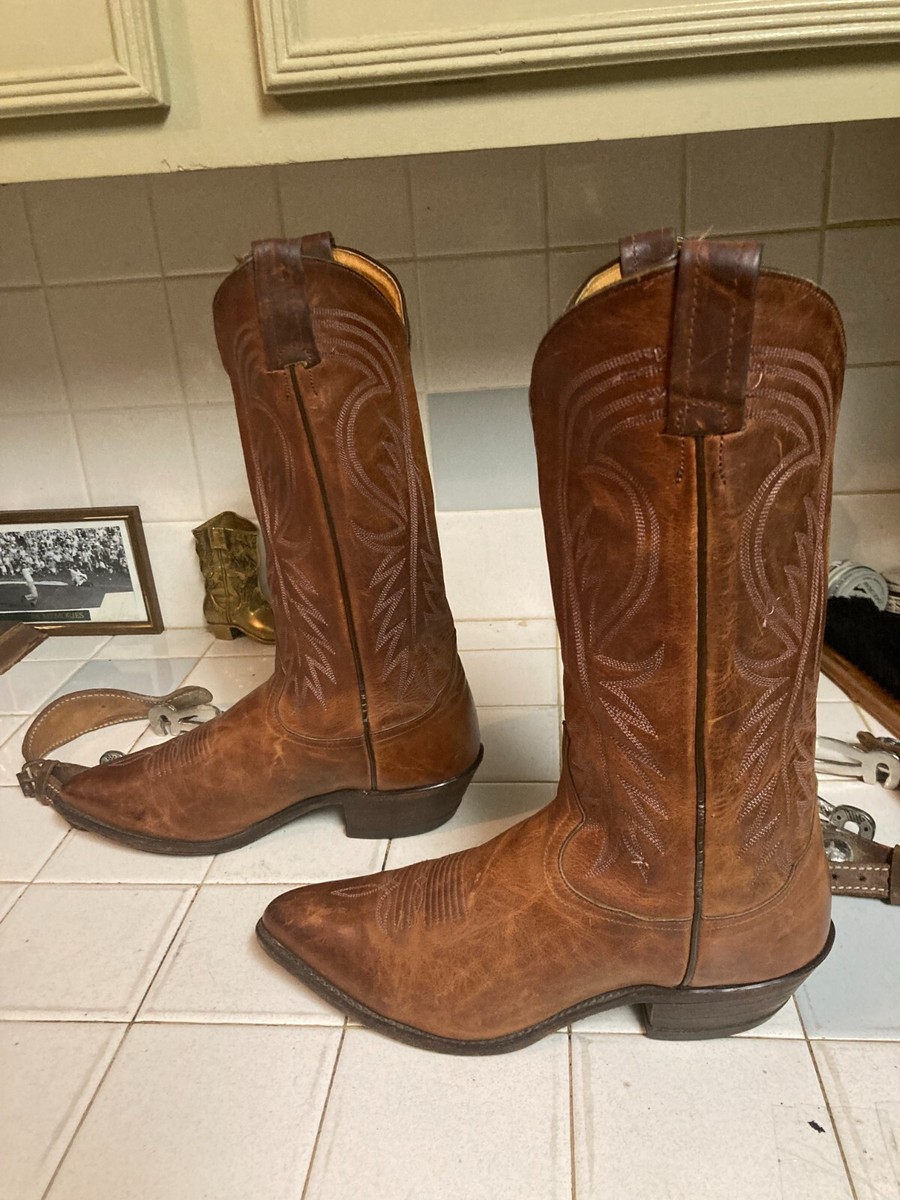 TONY LAMA 6470 VINTAGE BROWN LEATHER POINTY WESTERN RANCH 