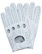 Riparo Women's Genuine Leather Full-Finger Driving Gloves - White