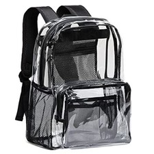Clear Backpack Heavy Duty PVC Transparent Backpack with Reinforced Strap La...