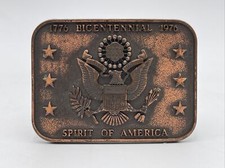 Metal Brown Belt Buckle Bicentennial 1776-1976 Eagle Spirit of America USA