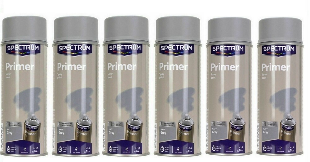 Primer gris mat sous-couche universelle en lot de 6 aérosols de 400ml