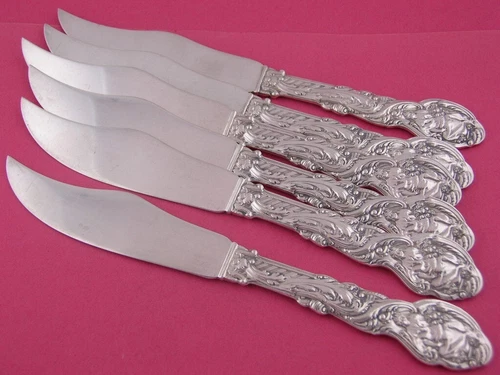 Rare 6 Sterling GORHAM 8" solid Fish Knives VERSAILLES