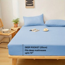 Extra Deep 25 cm Full Fitted Sheet Bed Sheets Single Double King Super King Size