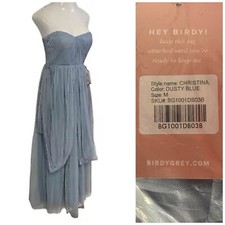 Birdy Grey Christina Convertible Dress Womens Medium Tulle Bridesmaid Maxi Blue