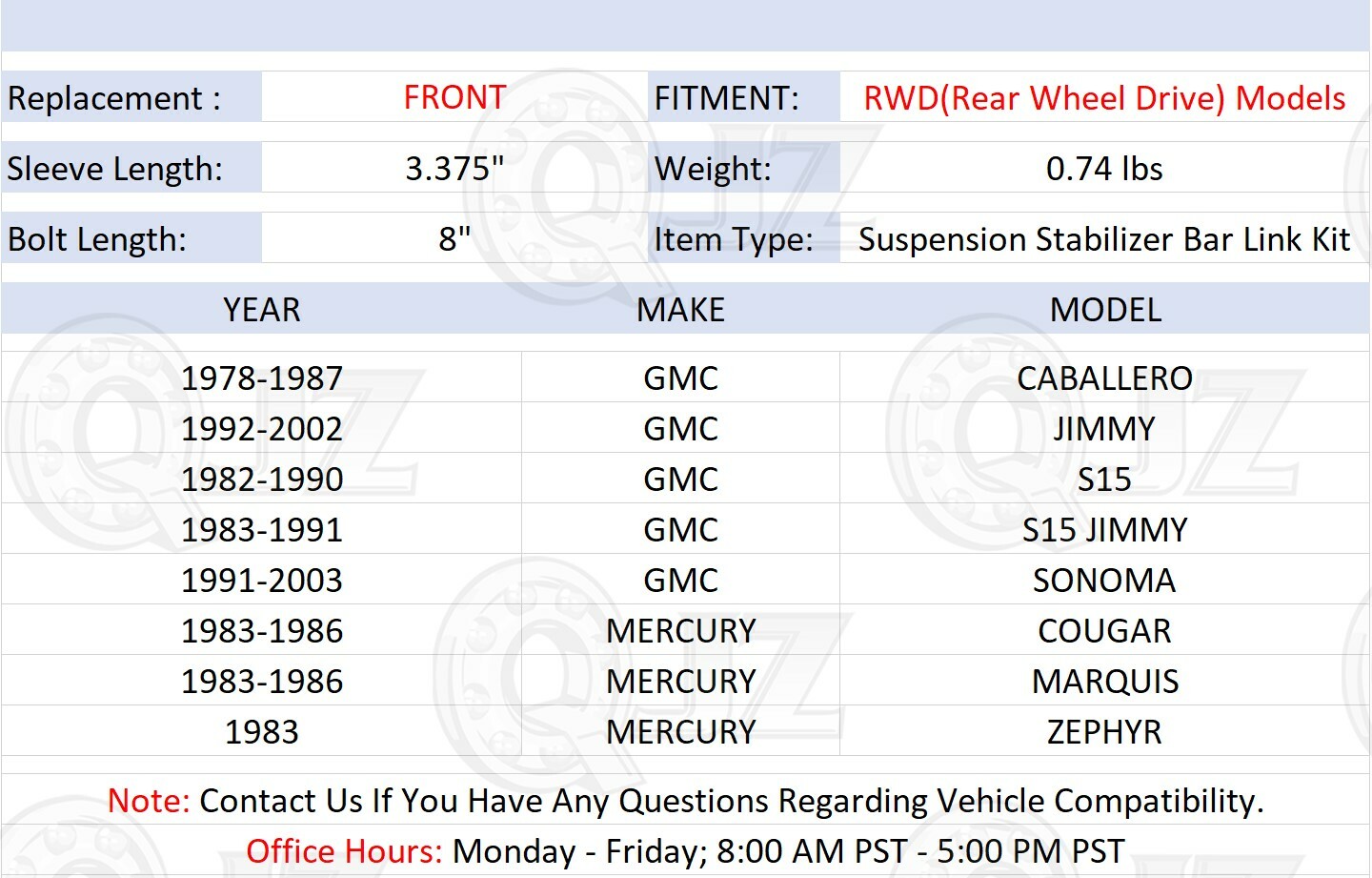 [FRONT(Qty.1)] Suspension Stabilizer Bar Link For 1992-2002 GMC Jimmy 2WD-Model