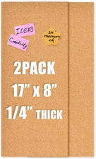 17X8 Cork Board Tiles Bulletin Board, 1/4" Thick Self-Adhesive Cork Boards for W