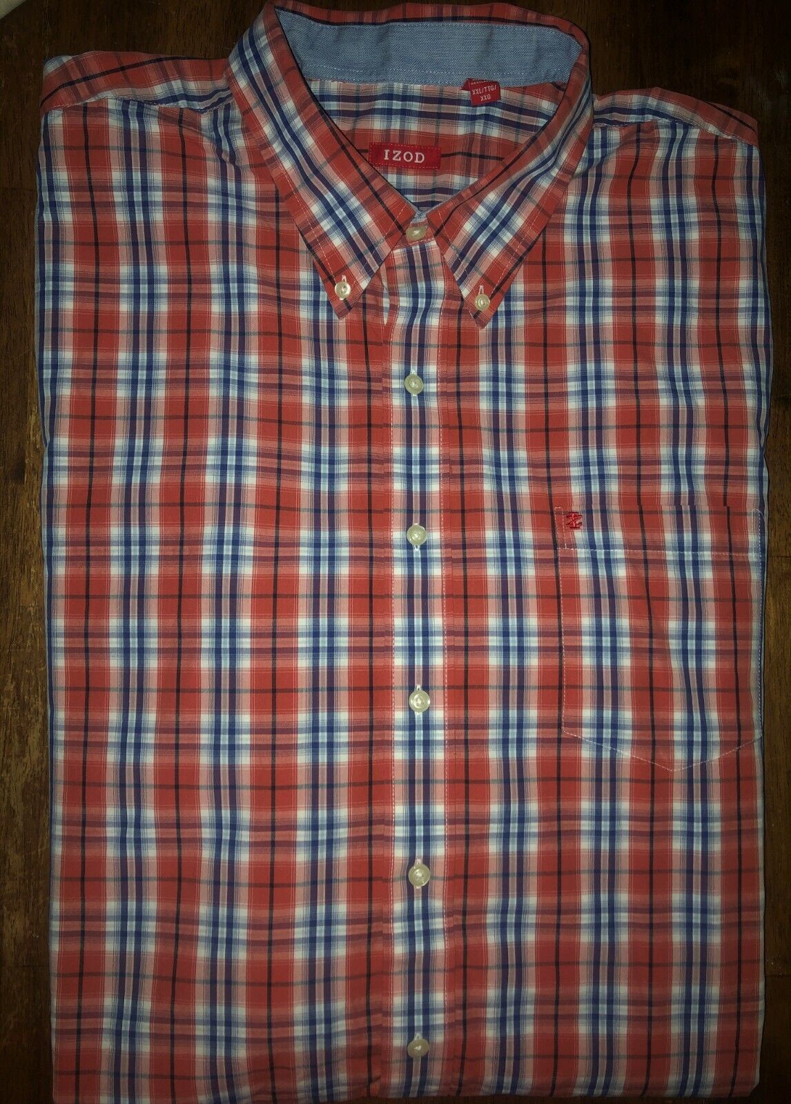 Men's Izod Long Sleeve Plaid Button Front Shirt Size XXL 2XL