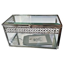 RACHEL ASHWELL ☆ Beveled Glass Silver Lidded Jewelry Box / Trinket Holder ☆ NEW