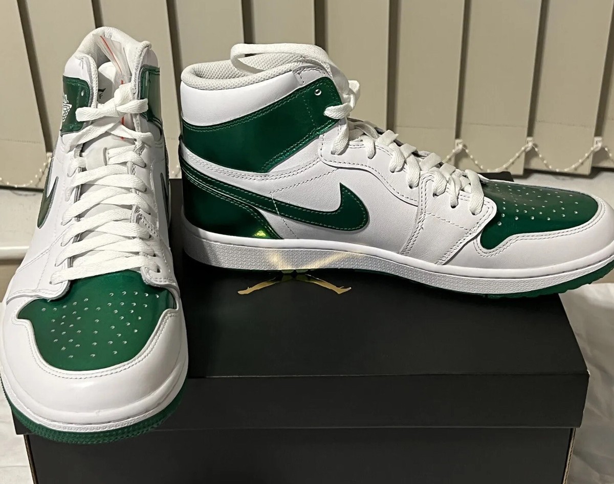 Nike Air Jordan 1 High Golf White Pine Green Mens Uk 9 Eu 44