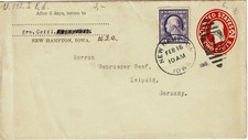 USA 1907 Postal Stationery PTPO Envelope HG 377 used Privatganzsache New Hampton