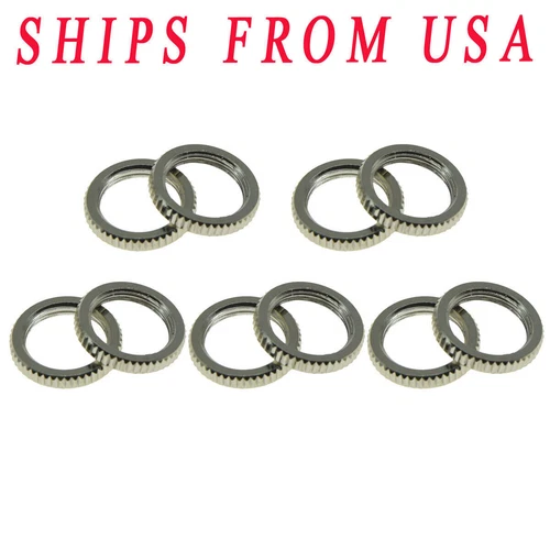 Nickel 10x Imperial 15/32" Fine Knurled Guitar Toggle Switch Nut fits Gibson LP