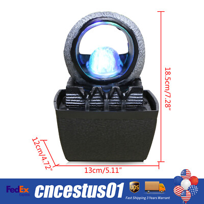 Tabletop Zen Water Fountain Indoor Waterfall with LED Lights and Relaxing Flow