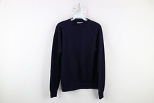 Vtg 70s Streetwear Mens M Thin Blank Gusseted Raglan Sweatshirt Navy Blue USA
