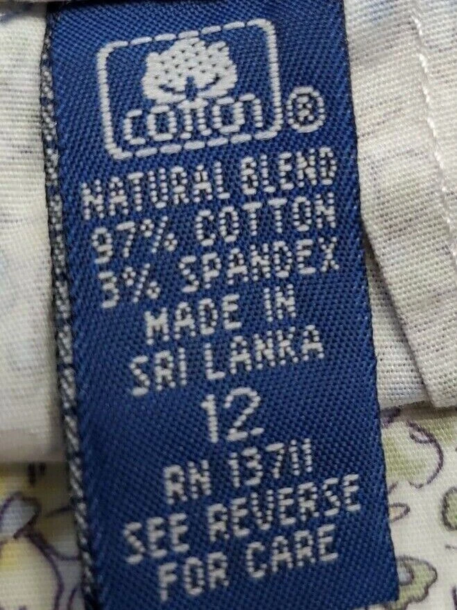 Pantalones capri Karen Scott para mujer talla 12 azul verde blanco amarillo floral Foto 3 de 4