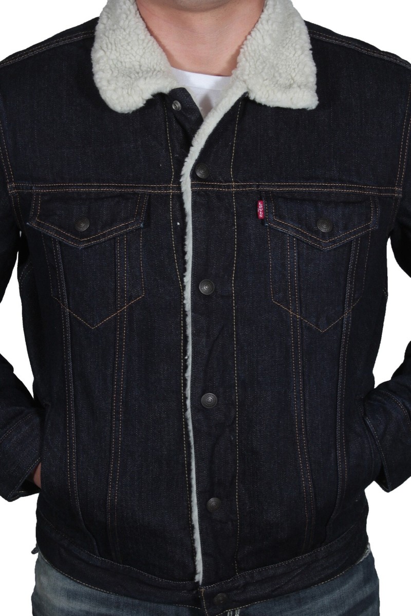Levi's Men's Sherpa Denim Trucker Jacket in Juniper Rinse 16365