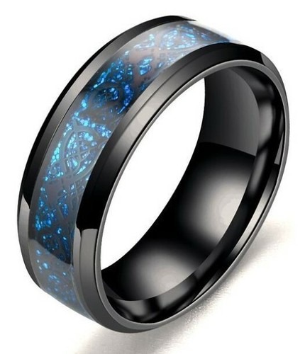 Men Fashion Punk Ring Black Silver Gold Blue Titanium Steel Band Collections - Picture 9 of 28
