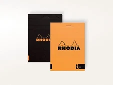 Rhodia "R" (R162008) 6" x 8 1/4" Staplebound Notepad (Blank Paper) w/Black Cover