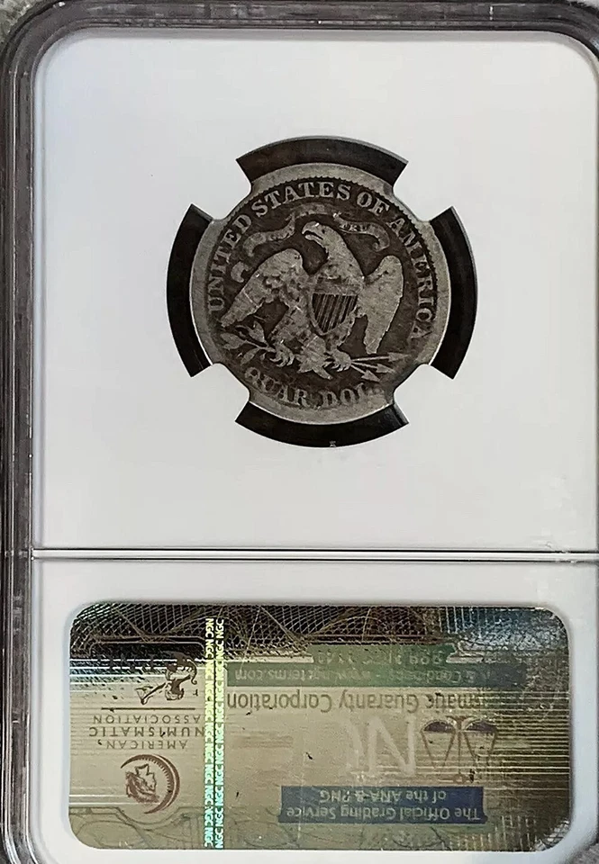 1871 Seated Liberty Quarter Silver KEY Date LOW Mintage 118,000 G +  good NGC G4 - Image 2 of 2