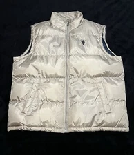 U.S. POLO ASSN.  Men’s Puffer Vest, Tan & Navy Blue, Size XL