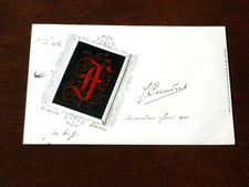 ORIGINAL  NOVELTY WOVEN SILK EMBOSSED POSTCARD - INITIAL F, DRGM.