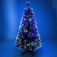 Artificial Christmas Tree Fiber Optic Pre Lit Green Bushy Pencil Xmas Home Decor