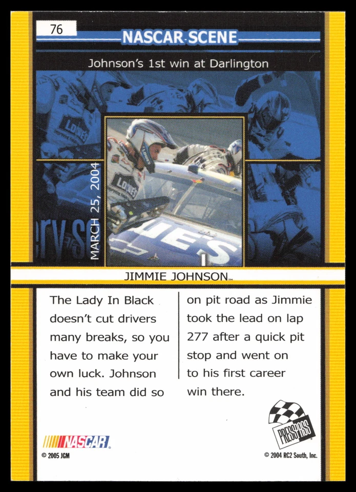 2005 Press Pass #76 Jimmie Johnson - Image 2 of 2