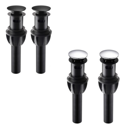 2 Pack Push and Seal Pop Up Drain Stopper with Overflow for Bathroom Sink