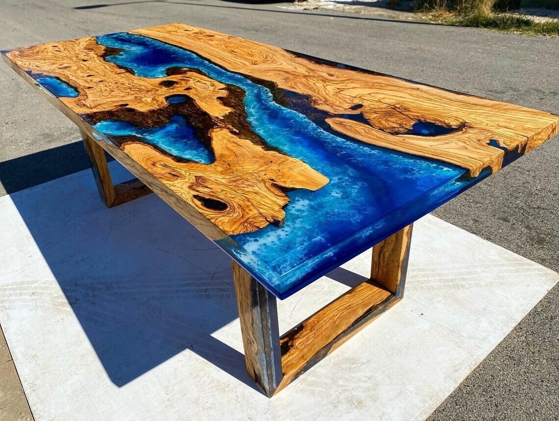 Epoxy Resin table, Personalized Ocean Resin Epoxy Table, Handmade Dining Table