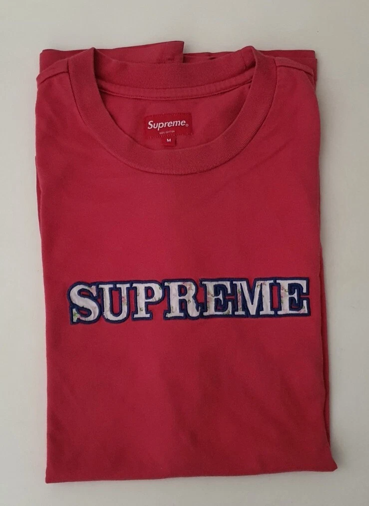 T shirt FW19 Supreme Floral Logo taille M moyen rouge poussiéreux