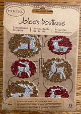RARE Jolees Parcel CHRISTMAS GLASS GLITTER REINDEERS Holiday Scrapbook Stickers