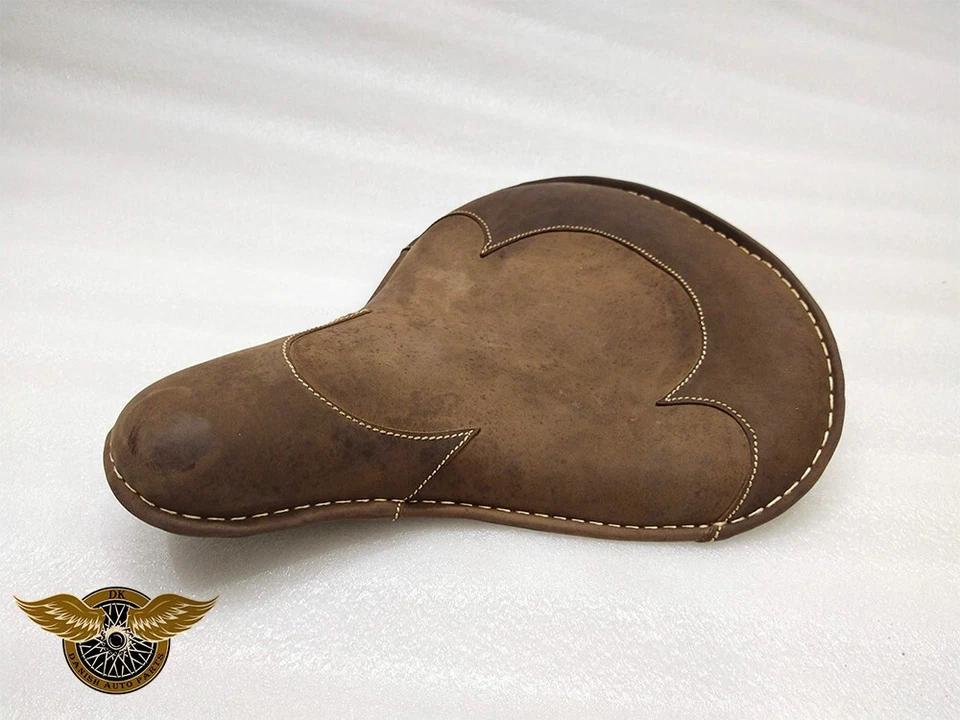 SEAT SOLO POUR HARLEY SPORTSTER CUIR MARRON ROUILLÉ CUSTOM CHOPPER BOBBER - Photo 4/4