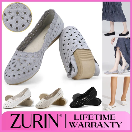 ZURIN Women Slip-On Ballet Flats Lightweight Memory Foam Walking Dress Flat Shoe