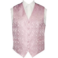 Pink Paisley Tuxedo Suit Vest Waistcoat Formal Prom Wedding