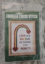 1982 M.H. Yarns Counted Cross-stitch Kit -C-Love Is A Rainbow 🌈 5x7 Pride