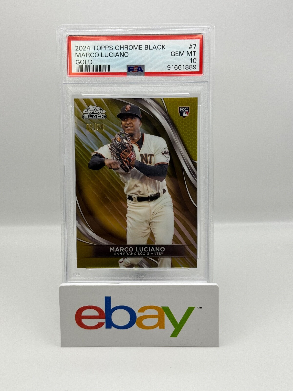 2024 Topps Chrome Black MARCO LUCIANO Gold Refractor RC #'d/50 7 PSA 10 GEM SF