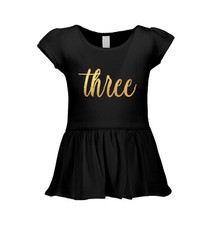 Gold Foil Birthday - Three Party Present Fun Years Old Infant/Toddler Dress