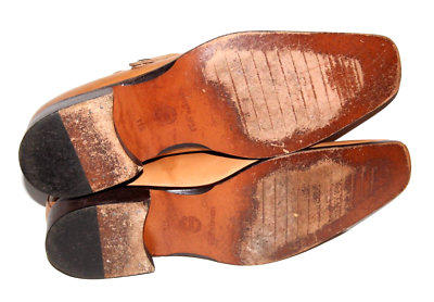 Kenneth Cole New York Mens 11.5 Brown Monk Strap Cap Toe Leather Shoes Italy Men main image 3