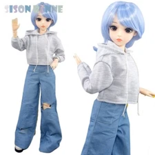 Doll 60cm BJD + face makeup + blue wig + shoes + clothes