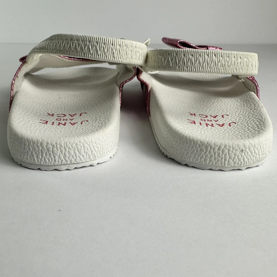Sandalias Janie and Jack Niños Piscina Toboganes Blanco con Rosa Brillo Lazo Talla 7 Niños Foto 4 de 4