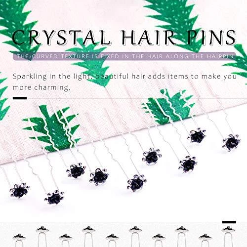 Swpeet 40 piezas alfileres de cristal negros en forma de U rosa flor estrás cabello Foto 4 de 4