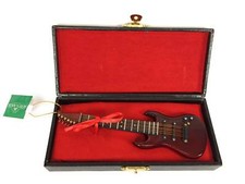 Burgundy Electric Guitar In Red Velvet Case Ornament