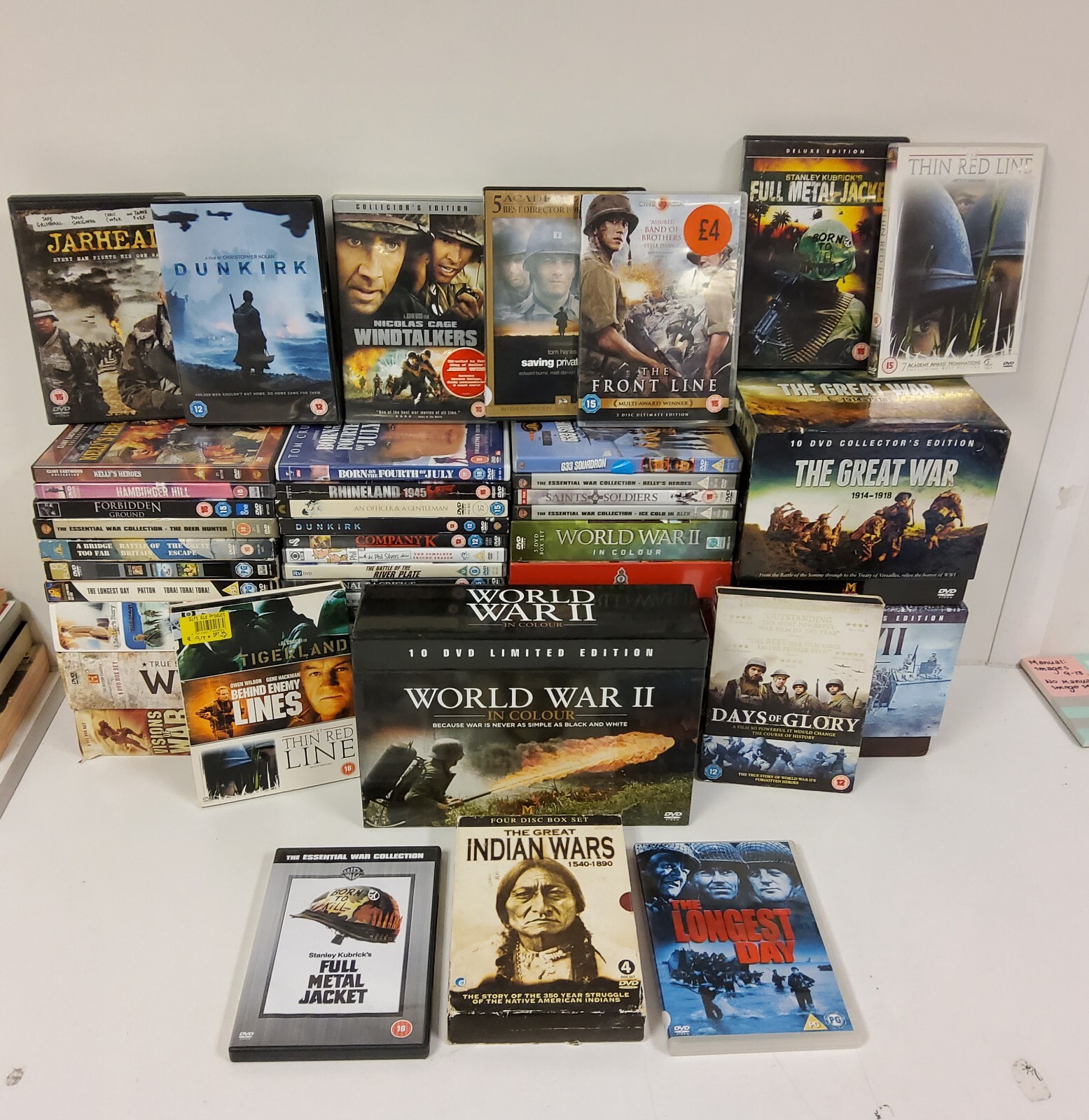 54 x War DVD JobLot Dunkirk Full Metal Jacket Jarhead Private Ryan